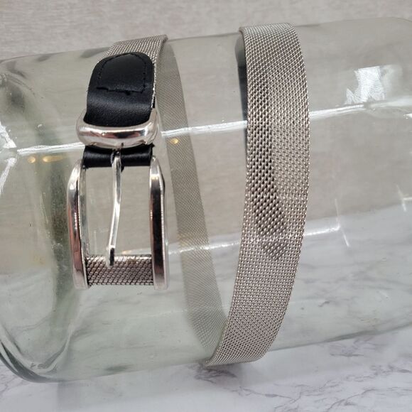 Donna Katz Vintage Chainmail / Metal Mesh Belt Silver Toned Women's Large - Picture 2 of 10